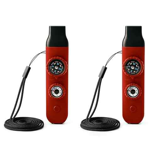 Multifunctional Survival Emergency Whistle for Kids with Compass Hiking Survival (2 Count)