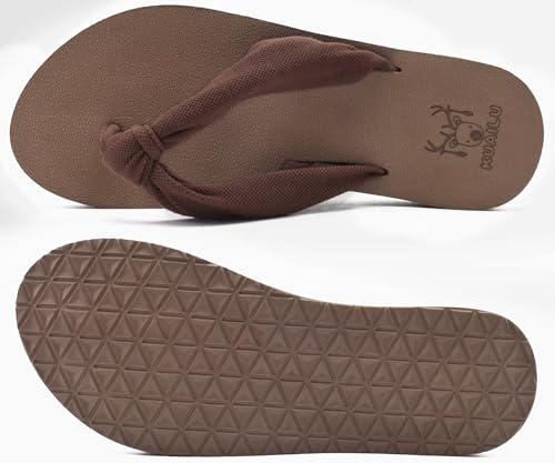 Flip Flops for Women Arch Support Summer Pool Sandals Brown Size 6.5