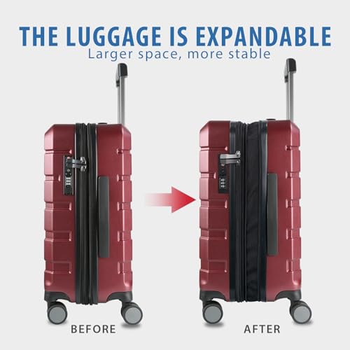 Hardside Expandable Carry On Luggage with Spinner Wheels & Built