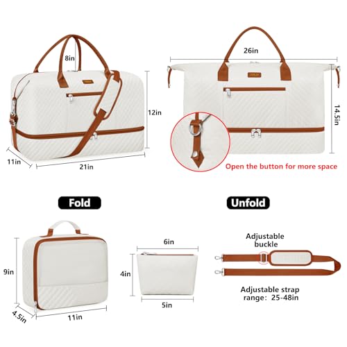Weekender Bag for Women 21.5" Travel Duffel Large Carry On Bag 3PCS (3 Count)