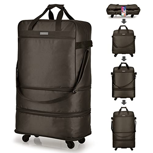 Suitcases with Wheels Expandable Foldable Luggage Bag Suitcase Collapsible Rolling Travel Bag Duffel Bag for Men Women Lightweight Suitcases without Telescoping Handle