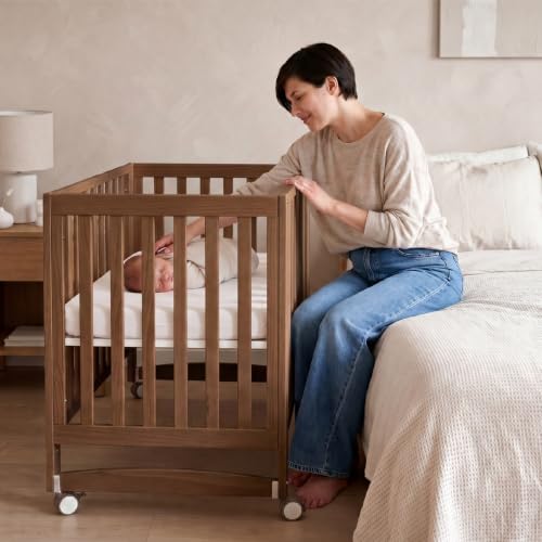 EvoNest 6-in-1 Convertible Baby Mini Crib with Wheels