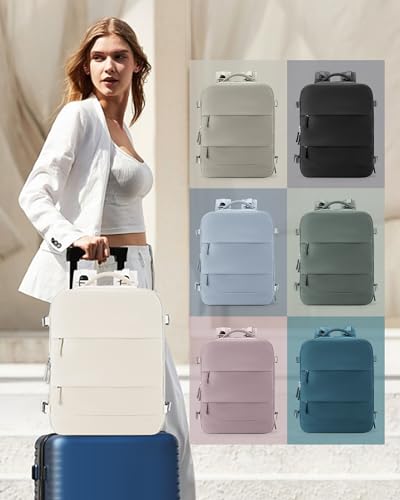 Large Travel Backpack Carry On for Women Man Gym Backpacks with Laptop Compartment Mochila de Viaje Teacher Personal Item Backpack Rucksack Airplane Accessories Must Haves Beige