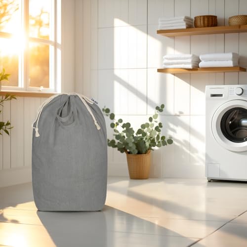Canvas Laundry Bag with Handles & Square Base