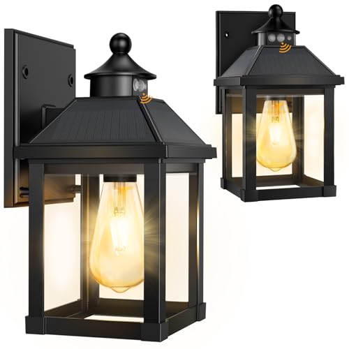 Solar Porch Lights Outdoor Dusk to Dawn with Motion Sensor (2 Count)
