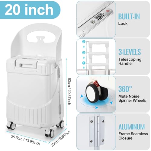 Carry on Luggage with Seat for Kids Expandable Ride on Suitcase with Spinner Wheels and Locks for Travel