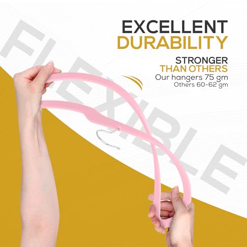 Premium Velvet Hangers 50 Pack Ultra Thin Non Slip Adult Felt Space Saving Suit Hanger for Closet Heavy Duty Coat Pants Jackets Dress Hangers 360° Swivel Hook Hold Upto 10 lbs Pink (50 Count)