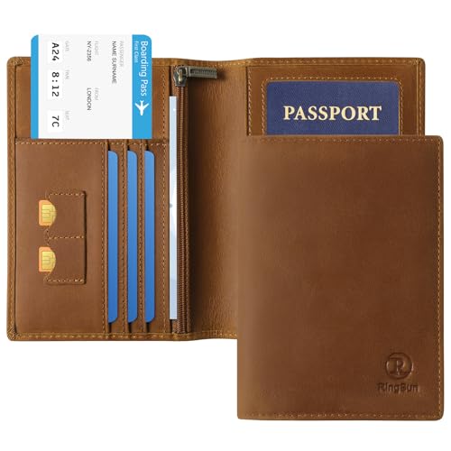 Leather Passport Cover for Men Women