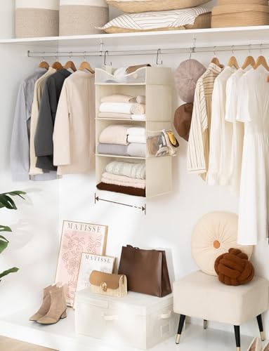 3 Shelf Hanging Closet Organizer with Half Compartment