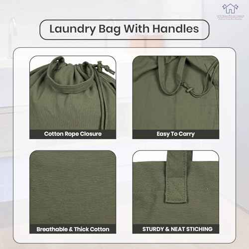 LFH Home Large Premium 1pack Cotton Rich Canvas Laundry Bag with Drawstring and Handles Heavy Duty