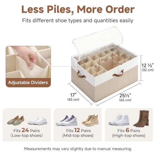 24 Pair Large Shoe Organizer for Closet