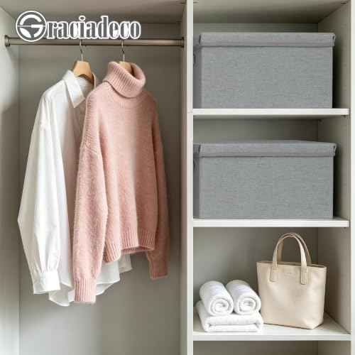 Storage Bins With Lids Closet Organizer Cabinet Box For Clothes (2 Count)