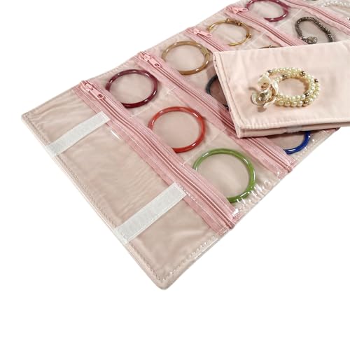 Travel Jewelry Roll Bag Portable Organizer Pouch With Grids&PVC Cover Storage Bags for Necklace