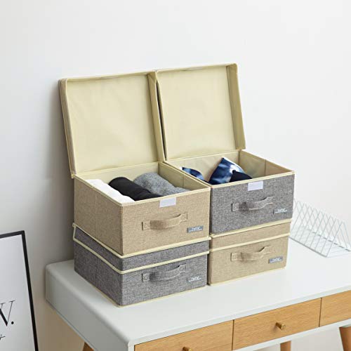 4 Pack Small Fabric Storage Box with Lids (4 Count)