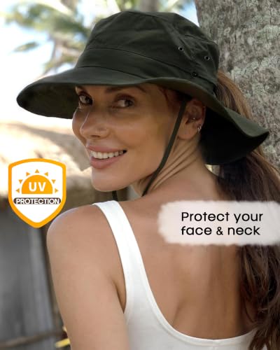 Sun Hats for Women Ponytail Wide Brim Summer Packable Cowboy Hat