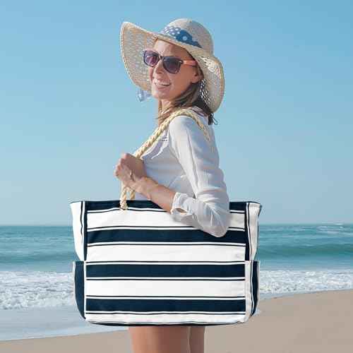 Beach Bags for Women Large Waterproof Beach Tote Bag Zipper Beach Bags Waterproof Sandproof Swim Pool Bag Large Tote