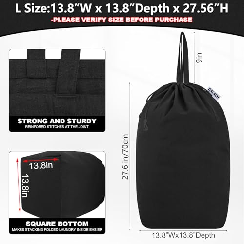 Canvas Laundry Bags with Handles & Square Base 13.8"Wx13.8"Dx27.6"H