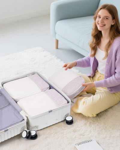 6 Set Compression Packing Cubes for Travel Women Men