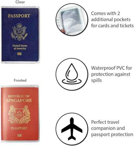 Waterproof Clear PVC Passport Cover Holder Case Protector ID Card (2 Count)