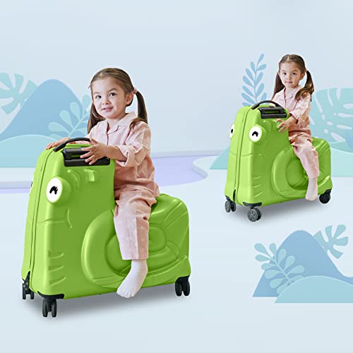 Kids Ride on Luggage with Spinner Wheels Suitcase