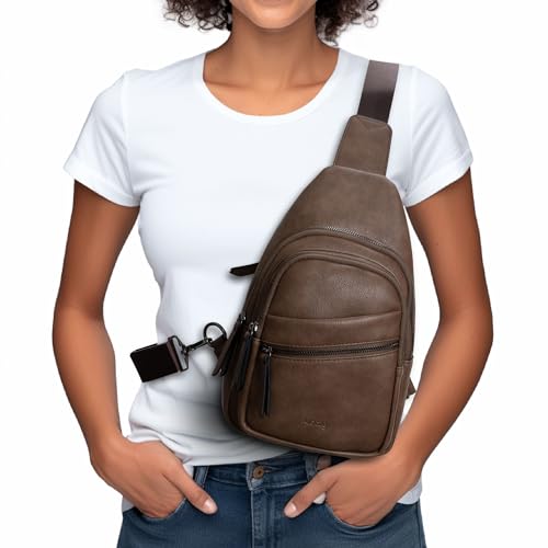 Large Sling Bag for Women Crossbody Purse Leather Fashionable Trendy Chest Bag for Travel