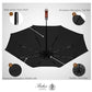 Folding Umbrella Lux Hardwood Handle Auto Open Close Black