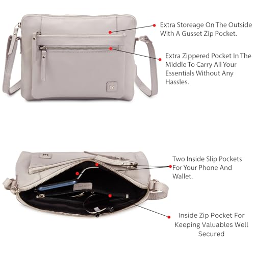 Leather Crossbody Bags for Women Small Soft Genuine Pebbled Sling Shoulder Handbag Crossover Purse with Full Adjustable Strap