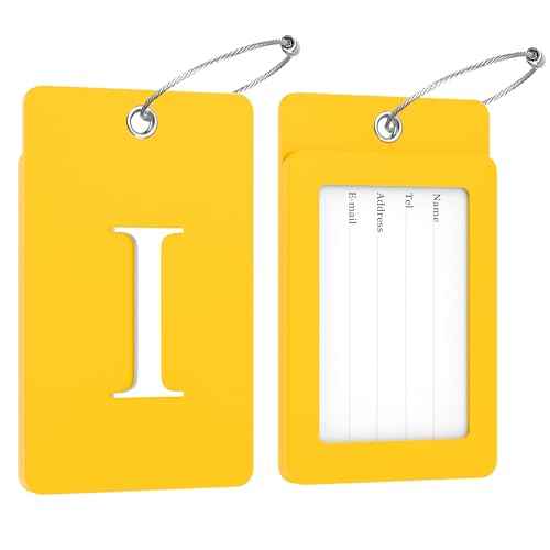 2 Pack Initial Luggage Tags for Suitcases Airplane Travel Essentials (2 Count)