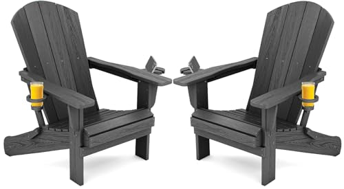 Outdoor Adirondack Chair Set of 2 with 2 Cup Holders (2 Count)