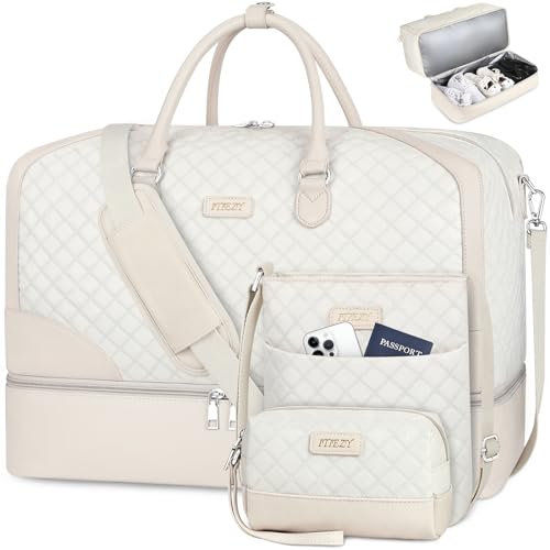 Weekender Bag for Women 21.5" Travel Duffel Large Carry On Bag 3PCS (3 Count)