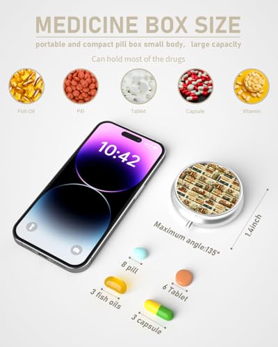 Pill Box 3 Compartment Portable Travel Medicine Box with Mirror