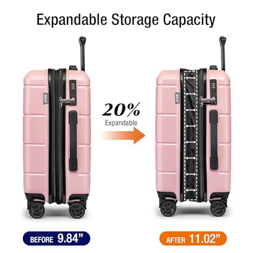 Carry On Luggage 22x14x9 Airline Approved Expandable Hardshell 20 Inch Suitcase with TSA Lock Carry On Suitcase with Wheels Small Travel Rolling Luggage with Cup Holder for Women
