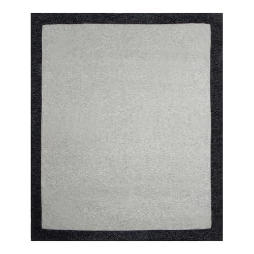 Cashmere Merino Travel Blanket & Pouch 55"x45" Gray & Charcoal