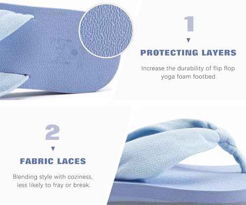 Flip Flops for Women Arch Support Summer Beach Sandals Blue Size 10
