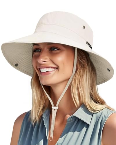 Sun Hats for Women Ponytail Wide Brim Summer Packable Cowboy Hat