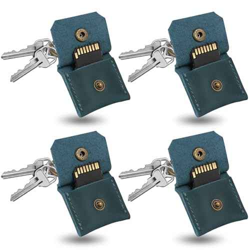 Genuine Leather SD Card Holder Keychain