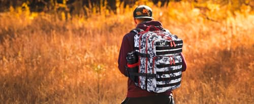 Military Tactical Backpack for Men and Women 45L Army 3 Days Assault Pack Bag Large Rucksack with Molle System Black and White with Red