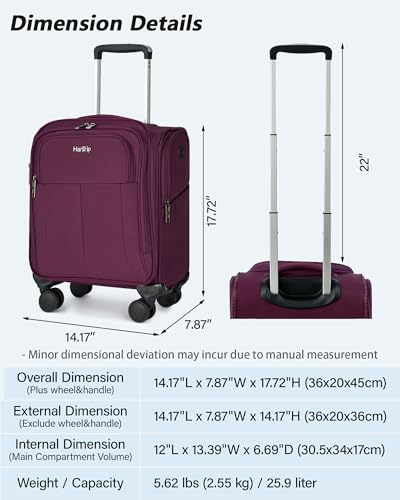 16 Inch Underseat Mini Carry On Luggage with Spinner Wheels