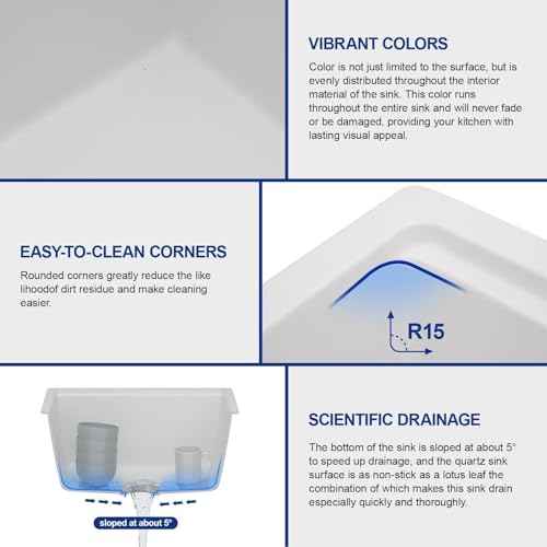 21 In. Matte White Granite Composite Kitchen Sink