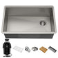 KWU110-32-100-100MB, Kore Workstation 32-inch Undermount 16 Gauge Single Bowl Stainless Steel Kitchen Sink with WasteGuard 1 HP Continuous Feed Garbage Disposal