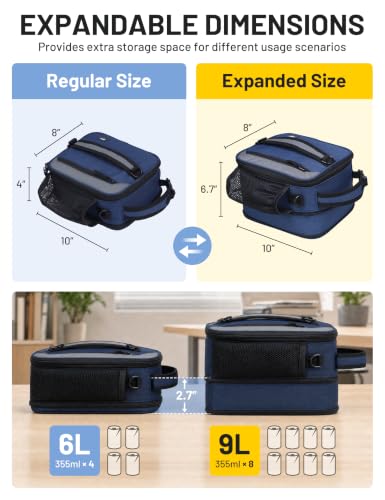 Expandable Small Lunch Box for Men Women Kids to Work School Navy