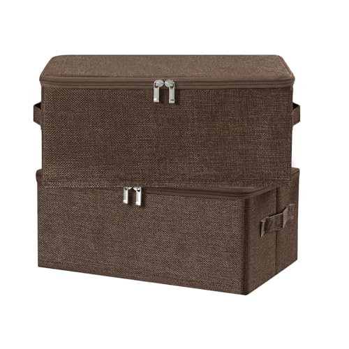 Fabric Storage Bins with Zipper Lids (2 Count)