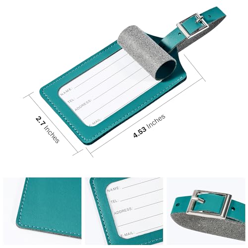 4 Pack Leather Luggage Tags for Suitcases Travel Tags