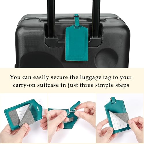 4 Pack Leather Luggage Tags for Suitcases Travel Tags