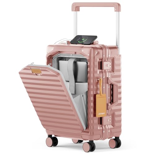 20 Inch Carry on Luggage with Aluminium Frame and Front Pocket