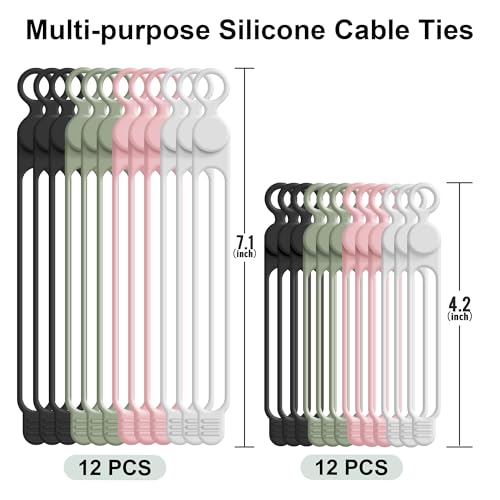 24Pcs Silicone Cable Ties (24 Count)