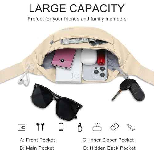 Small Khaki Crossbody Bags for Men Women Sling Fanny Pack with Key Chain