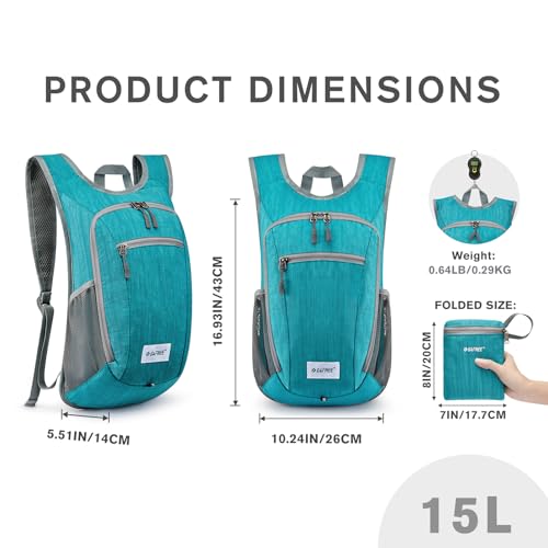 10L 15L Hiking Backpack Lightweight Packable Hiking Daypack Small Travel Outdoor Foldable Shoulder Bag