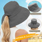 Sun Hats for Women UV Protection Wide Brim Hat with Ponytail Hole Grey
