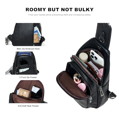 7L Crossboydy Sling Bag for Women Vegan Leather Crossbody Purse Fanny Pack Chest Bag for Travel